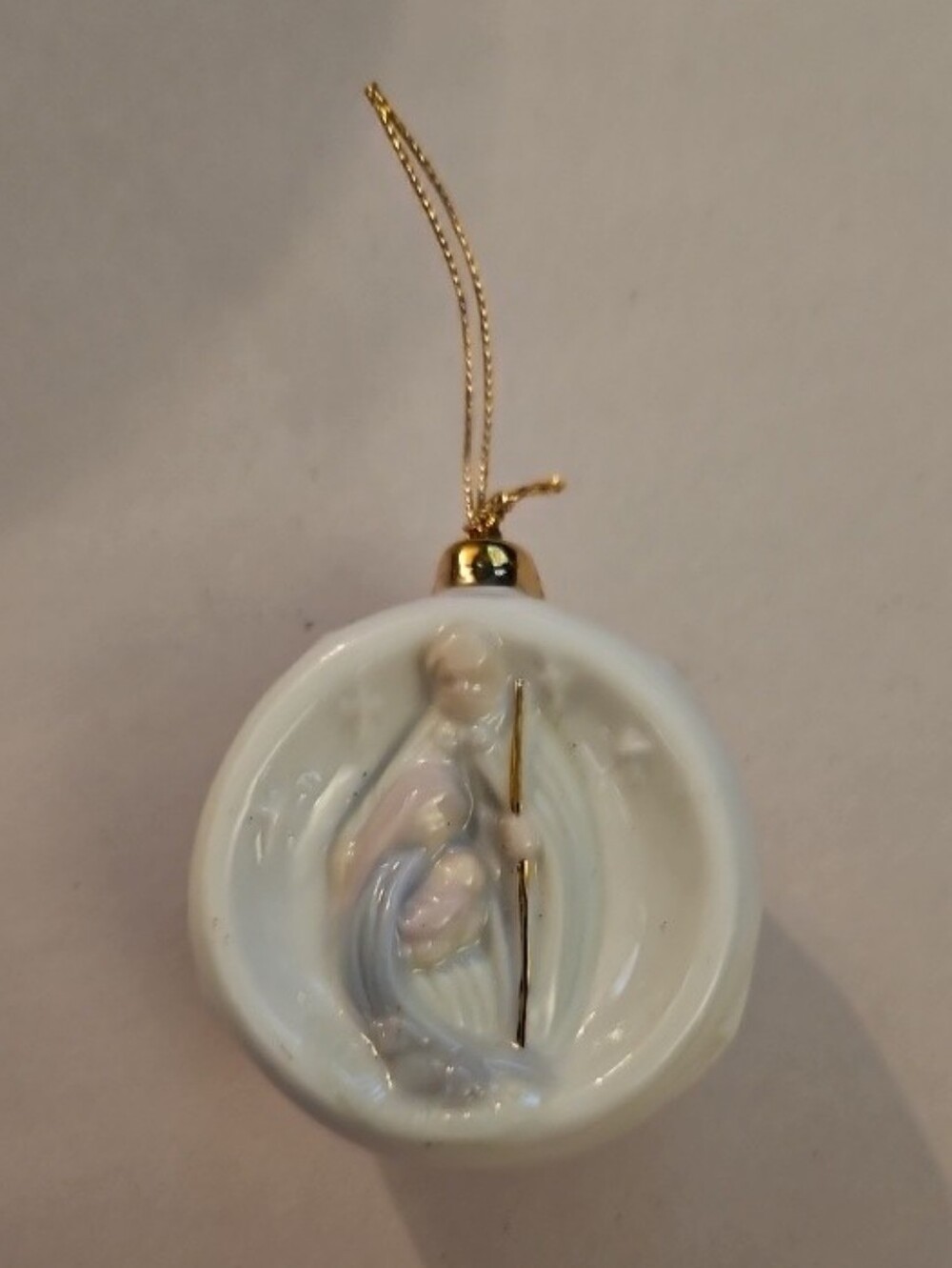RUSS Marbella Collection Christmas Nativity Ornament Porcelain Pastel Ball